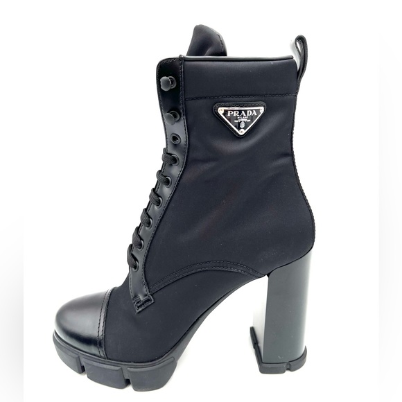 Prada 110 Leather & Nylon Hiker Booties - Picture 3 of 11